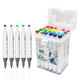 Color Markers Twin Tip - Double Tip Markers for Artist, Sketch Alcohol Markers Set, Drawing Colouring Markers for Kids (24 Pcs)